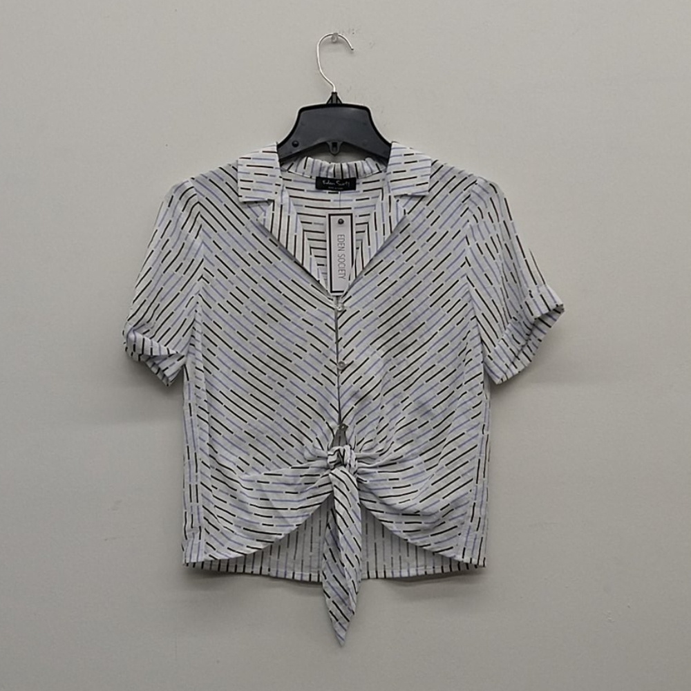 Eden Society Ivory/Lilac/Black Button Down Tee